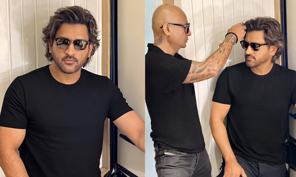 M S Dhoni dons a vintage-inspired new haircut by Aalim Hakim 