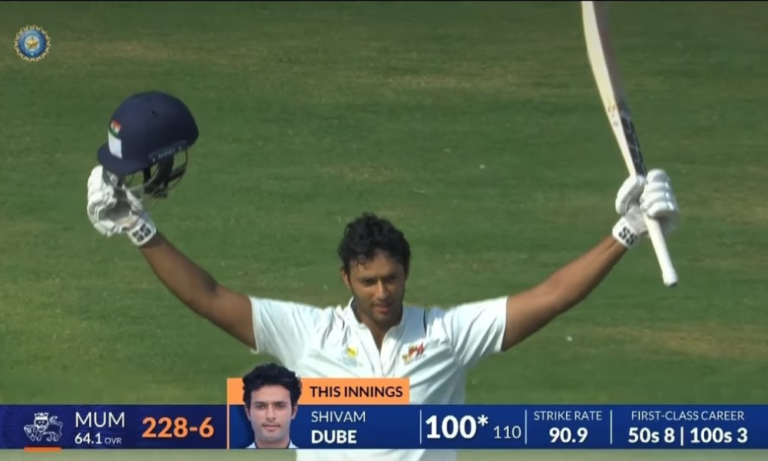 Shivam Dube Explosive Century in Ranji Trophy Fuels Comeback Aspirations