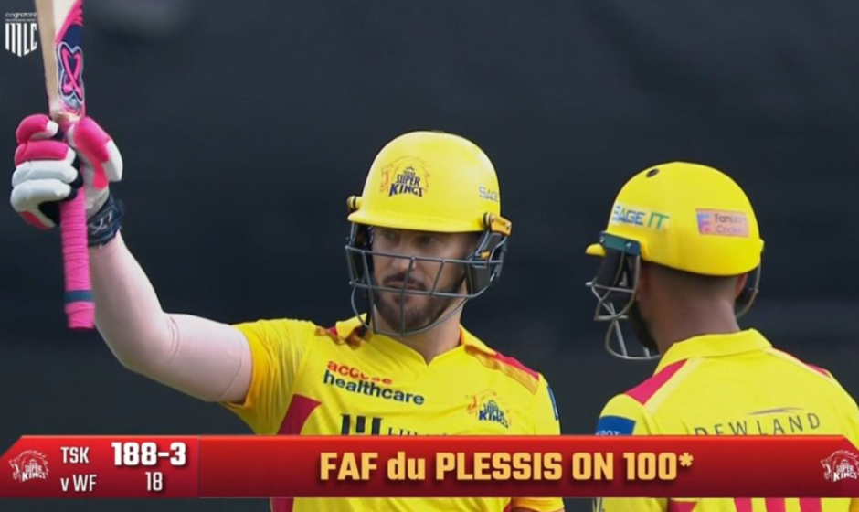 TSK vs WAF, MLC 2024: Faf du Plessis Smashes Century in Rain-Affected Clash Against Washington Freedom
